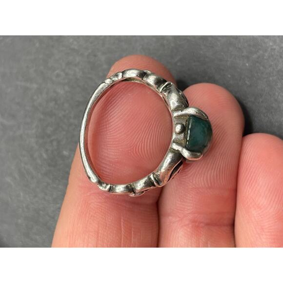 Vintage 925 Sterling Silver Moss Agate Gemstone Ornate Jewelry Ring Sz 6 6.45g - Picture 7 of 12